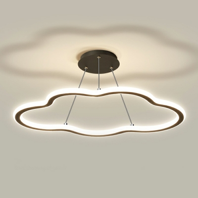 1-Light Hanging Chandelier Minimalism Style Cloud Shape Metal Pendant Light Kit