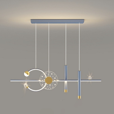 5-Light Island Pendants Modern Style Tube Shape Metal Chandelier Lighting