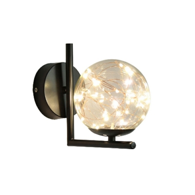Black Sphere Wall Light Sconce Modern Style Glass 1 Light Wall Sconce Lights