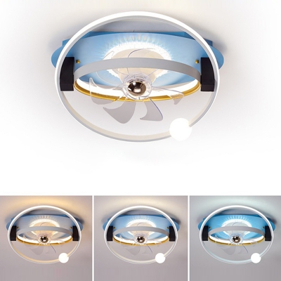 LED Macaron Flushmount Fan Lighting Fixtures Children's Room Dining Room Flush Mount Fan Lighting