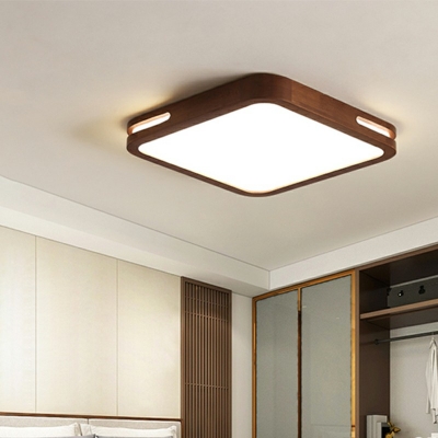 Modern Low Profile Ceiling Light LED Wooden Flushmount Light for Bedroom