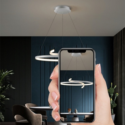Modern Style Ring Chandelier Lamp Metal 1 Light Chandelier Light for Dining Room