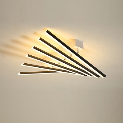 Multi-Layer Flush Mount Lamp Modern Style Metal 6-Lights Flush Mount Lighting in Black