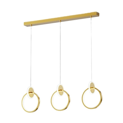 Post-Modern Style Adjustable Height Hanging LED Light Gold Ring Shape Pendant Lighting for Bedroom