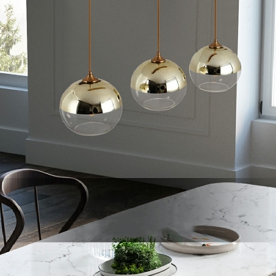 1 Light Globe Hanging Lamp Kit Modern Style Glass Pendant Lighting in Silver