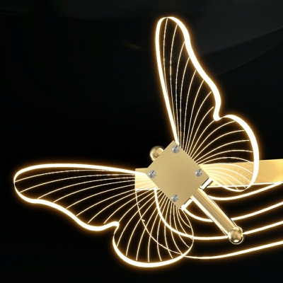 6-Light Pendant Lighting Minimal Style Butterfly Shape Metal Chandelier Lighting Fixtures