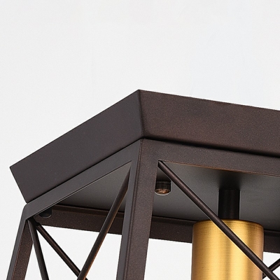 Industrial Style Wrought Iron Ceiling Light Iron Frame Semi Flush Mount