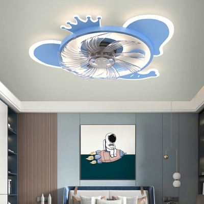 Kids Style Animal Flush Ceiling Light Fixture Metal 2-Lights Flush Light Fixtures in Blue