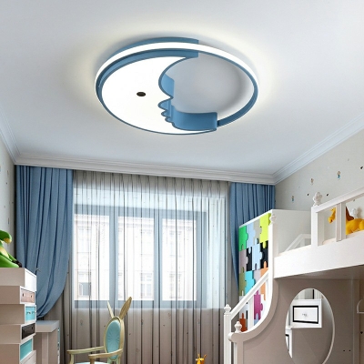 Kids Style Moon Baby Shaped LED Ceiling Lamp Acrylic Bedroom Flush Mount