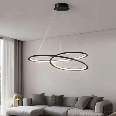 Modern Black Chandelier Lamp 1 Light Metal Chandelier Light for Living Room
