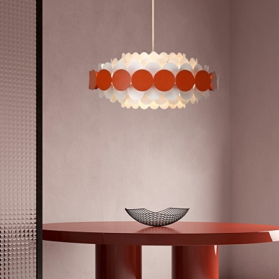 Modern Drum Chandelier Lighting Fixtures Metal Minimalism Suspension Light for Bedroom