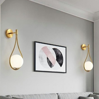 Modern Style Sphere Wall Lighting Glass 1-Light Wall Sconces in Gold