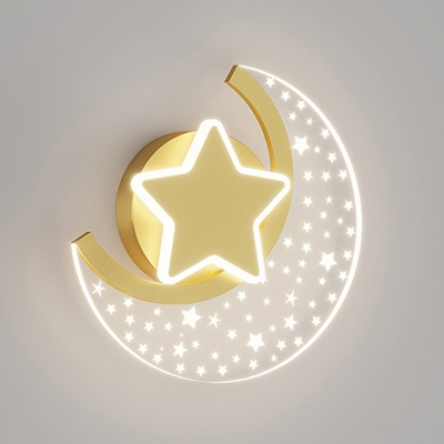 Moon and Star Wall Mounted Lighting LED with Acrylic Shade Wall Light Sconce
