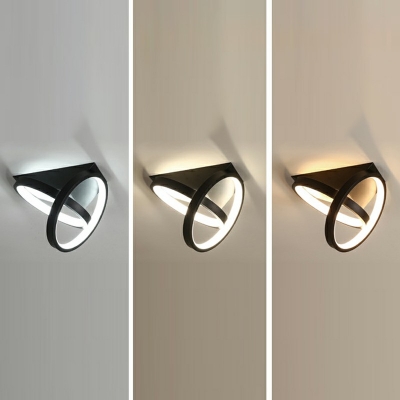 White Circle Flush-Mount Light Fixture Modern Style Metal 2 Lights Flush Light Fixtures