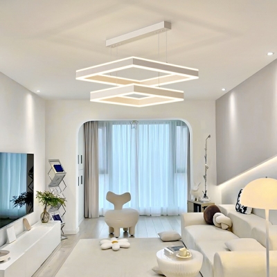 White Linear Pendant Light Fixture Modern Dining Room Bedroom Chandelier Lighting Fixtures
