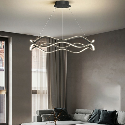 2 Light Chandelier Lamp Waving Shaped Chandelier Light for Living Room