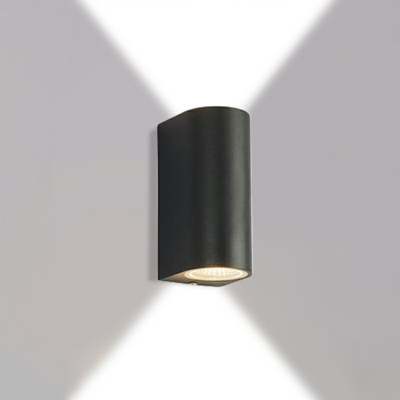 2 Lights Half-Cylinder Wall Lighting Fixtures Modern Style Metal Sconce Light Fixture in Black