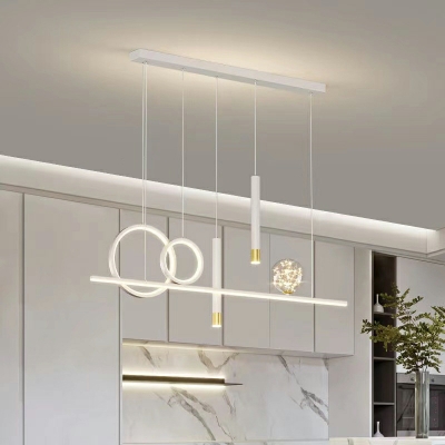 6-Light Island Lighting Contemporary Style Tube Shape Metal Ceiling Lights