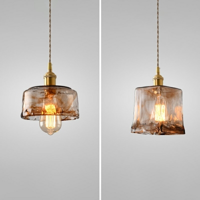 Amber Triangle Down Lighting Modern Style Glass 1 Light Pendant Light Fixtures