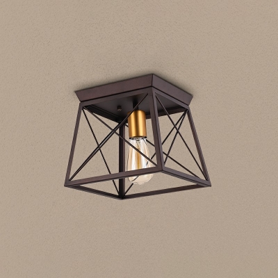 Industrial Style Wrought Iron Ceiling Light Iron Frame Semi Flush Mount