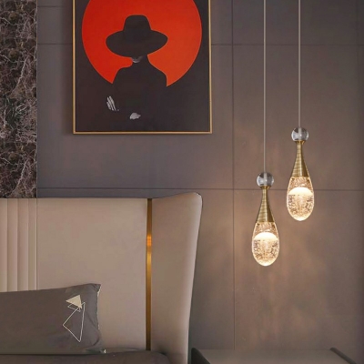 Modern 1 Light Crystal Hanging Light Fixtures Simple Hanging Ceiling Lights for Bedroom Bedside