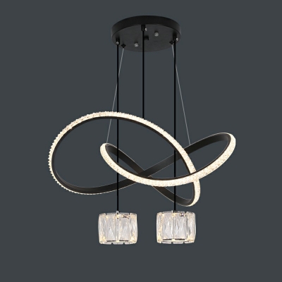 Modern LED Chandelier Simple Lines with Crystal Chandelier for Living Room