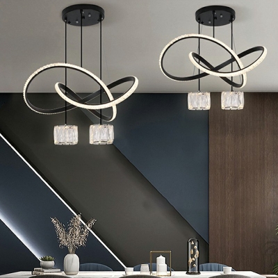 Modern LED Chandelier Simple Lines with Crystal Chandelier for Living Room
