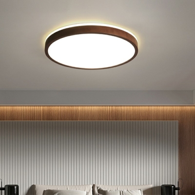 Modern Minimalist Chinese Style Ceiling Lamp LED Wooden Flushmount Light for Bedroom