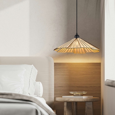Modern Umbrella-shaped Pendant Lamp 1-Light Modeling Wood Art Lamp
