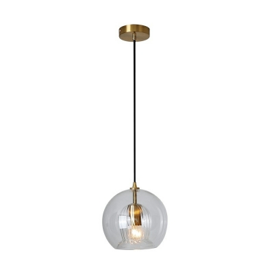 Nordic Transparent Glass Hanging Lamp Simple Single Head Pendant Light
