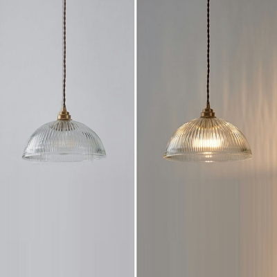 Nordic Vintage Pendant Light Brass Color Glass Single Pendant for Bedroom