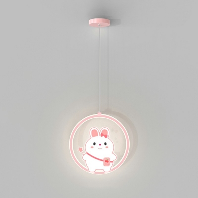 Pink Pendant Lighting Fixture LED Metallic Suspension Pendant for Girl's Bedroom