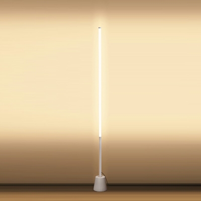 1 Light Cylinder Nightstand Lamp Modern Metal Floor Light in White
