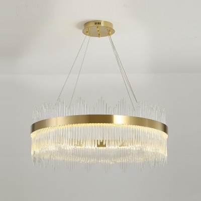 1-Light Hanging Chandelier Modern Style Ring Shape Metal Pendant Light Kit