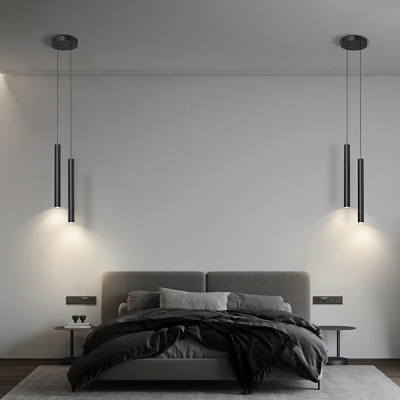1-Light Pendant Lighting Contemporary Style Tube Shape Metal Hanging Lamps
