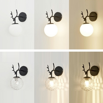 1-Light Sconce Lights Minimalism Style Ball Shape Metal Wall Mount Light