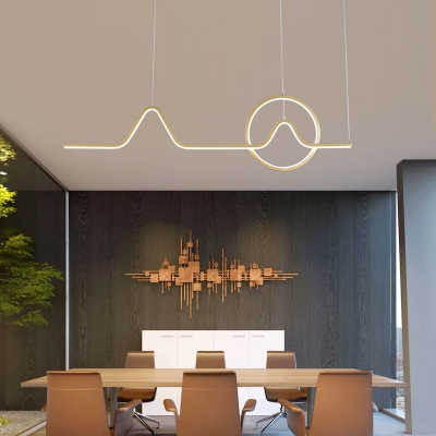 2-Light Ceiling Lights Contemporary Style Linear Shape Metal Island Lighting