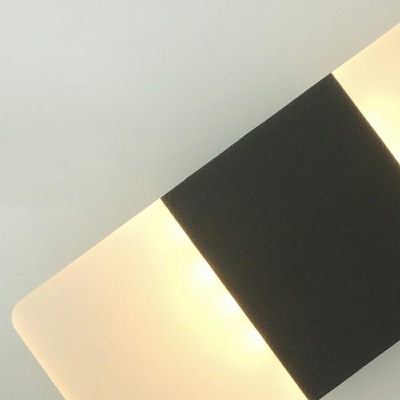 2 Lights Rectangle Wall Mount Light Modern Style Acrylic Wall Sconce Lighting in Black