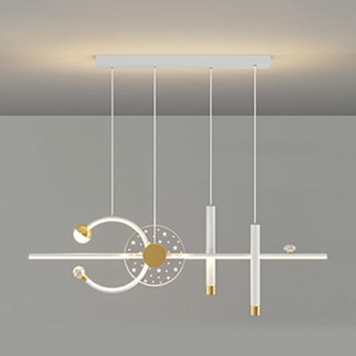 5-Light Island Pendants Modern Style Tube Shape Metal Chandelier Lighting