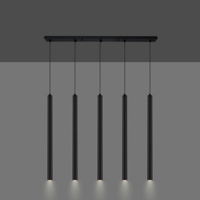 Black Tube Shape Pendant Lighting LED Metal Contemporary Pendant Light