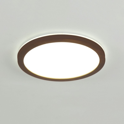 Chinese Minimalist LED Ceiling Light Wood Low Profile Ceiling Light