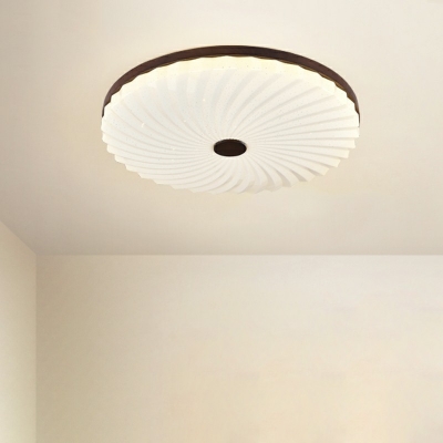Circular Flush Mount Light Fixture Wooden LED 2