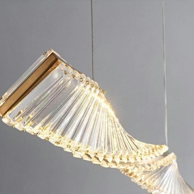 Crystal Linear Chandelier Lighting Fixtures Modern Minimalism Island Ceiling Light for Kicthen