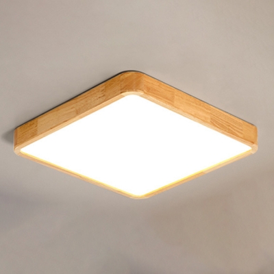 Nordic Round LED Ceiling Light Simple Ultra-Thin Wooden Ceiling Mounted Fixture for Bedroom