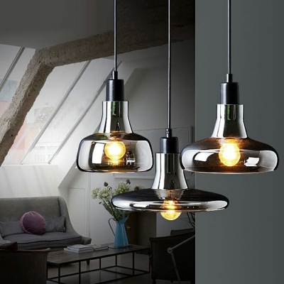 Smoke Grey Hanging Ceiling Lights Glass Luxury Bar Bedroom Hanging Light Fixtures