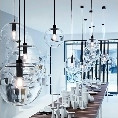 1 Light Globe Glass Suspension Pendant Modern Pendulum Lights for Living Room