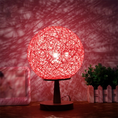 1-Light Table Lamp Contemporary Style Globe Shape Wood Nights Stand Lamp