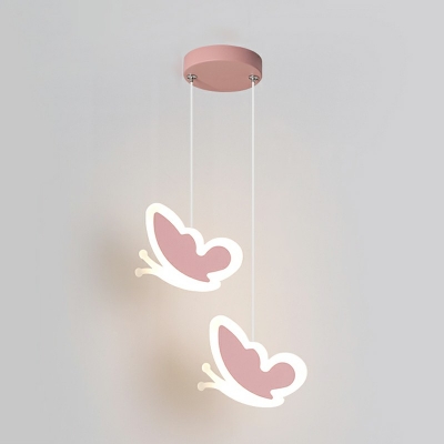 2-Light Pendant Light Fixtures LED Pink Hanging Pendant Lights for Child's Bedroom