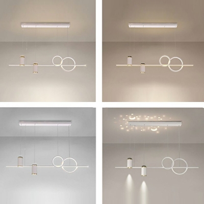 3 Light Contemporary Island Lighting Metal Linear Island Lights for Dining Room