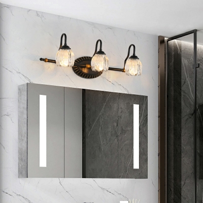 American Bathroom Vanity Light  Glass 2/3 Lights Vintage Style Rust-Proof Wall Light in Black